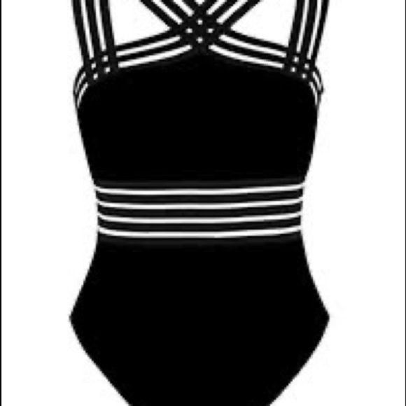 2/$35 Hilor Black One Piece Crossover Tummy Control Swimsuit - Picture 2 of 11